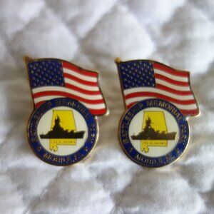 Two BATTLESHIP MEMORIAL PARK, Mobile Al Lapel Pins